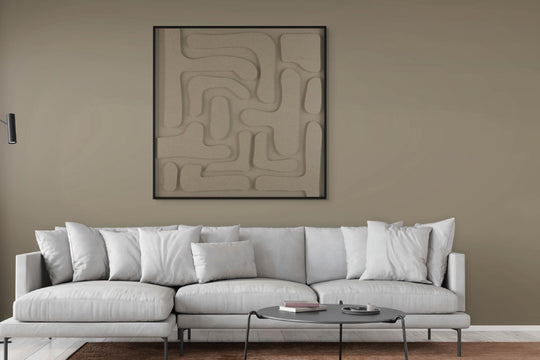 akoestisch schilderij | akoestisch kunstwerk | zand | 3D | Flexible | Pet vilt | vierkant | woonkamer