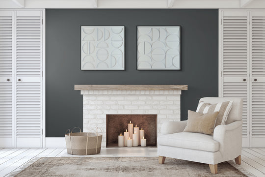 akoestisch schilderij | akoestisch kunstwerk | gebroken wit | 3D | Moonie | Pet vilt | twee | twin | vierkant | klassieke woonkamer