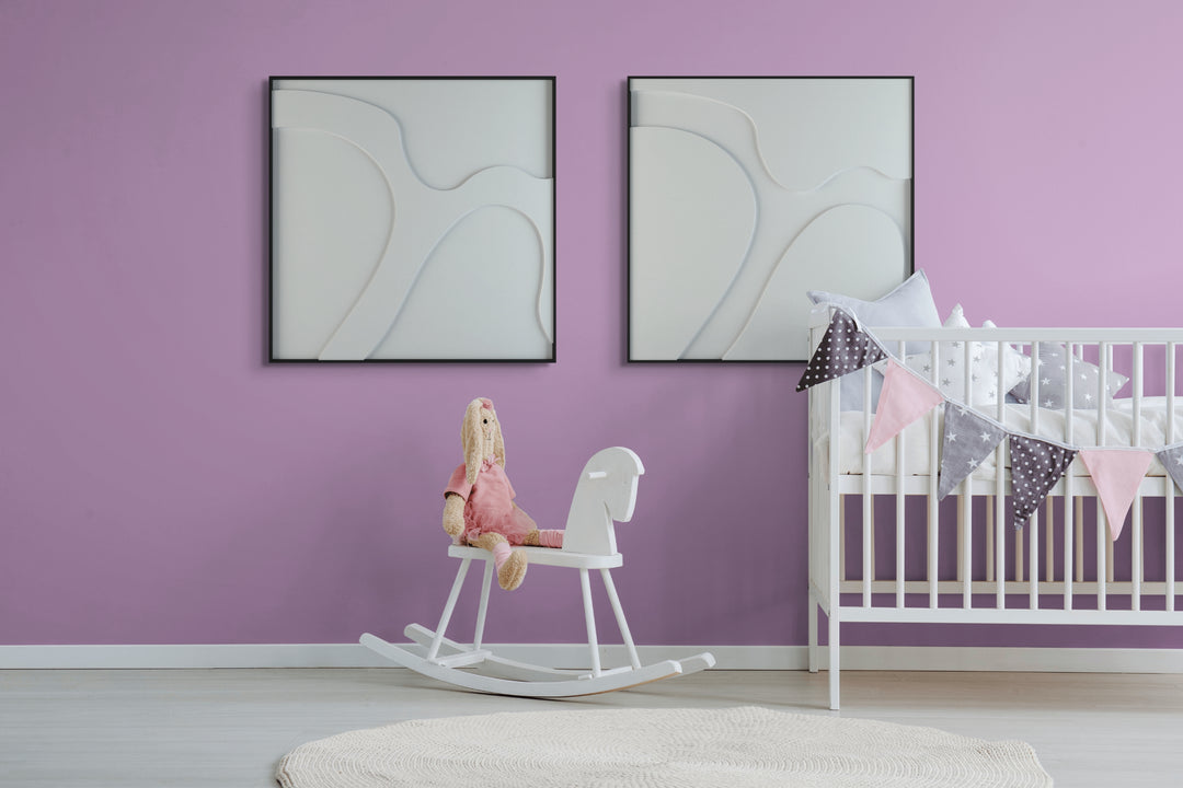 akoestisch schilderij | akoestisch kunstwerk | gebroken wit | 3D | Cow | Pet vilt | twee | twin | vierkant | babykamer