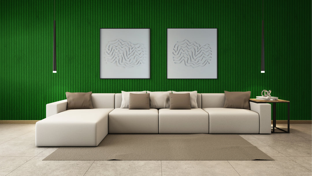 akoestisch schilderij | akoestisch kunstwerk | gebroken wit | 3D | Wave | Pet vilt | twee | twin | vierkant | woonkamer