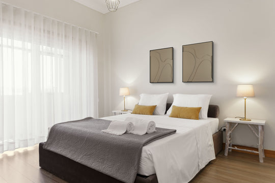 akoestisch schilderij | akoestisch kunstwerk | zand | 3D | Cow | Pet vilt | twee | twin | vierkant | slaapkamer