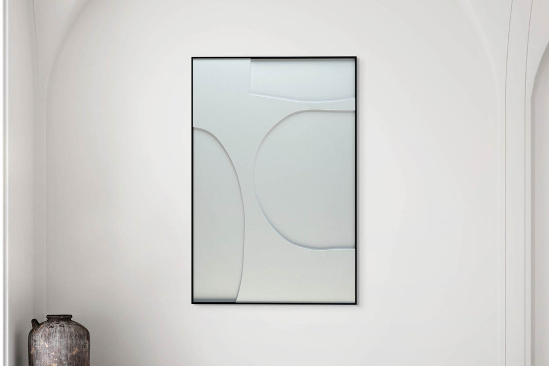 akoestisch schilderij | akoestisch kunstwerk | gebroken wit | 3D | Organic | Pet vilt | staand | rechthoekig | muur