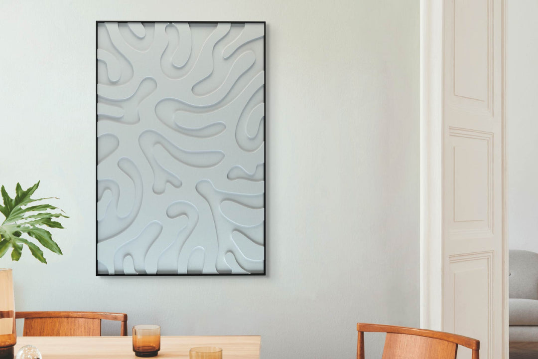 akoestisch schilderij | akoestisch kunstwerk | gebroken wit | 3D | Plants | Pet vilt | staand | rechthoekig | eetkamer