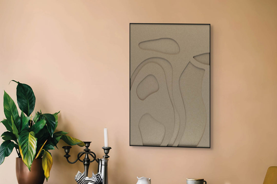 akoestisch schilderij | akoestisch kunstwerk | zand | 3D | People | Pet vilt | staand | rechthoekig | muur