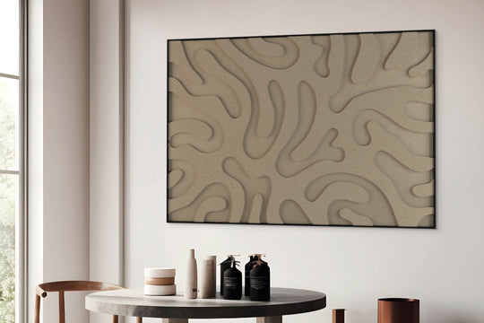 akoestisch schilderij | akoestisch kunstwerk | zand | 3D | Plants | Pet vilt | liggend | rechthoekig | eetkamer