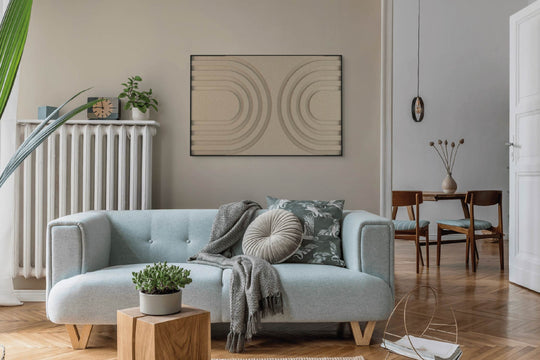 akoestisch schilderij | akoestisch kunstwerk | zand | 3D | Rainbow | Pet vilt | liggend | rechthoekig | woonkamer