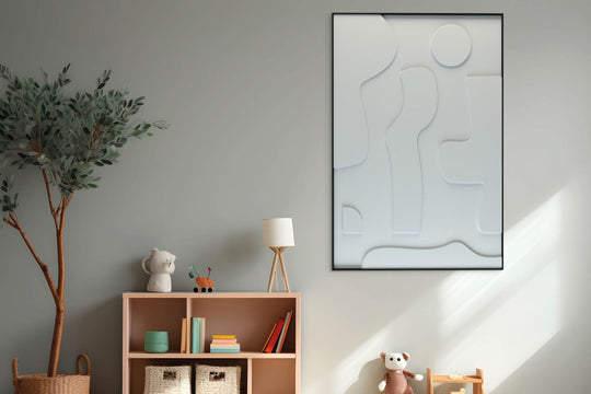 akoestisch schilderij | akoestisch kunstwerk | gebroken wit | 3D | Liv | Pet vilt | staand | rechthoekig | kinderkamer