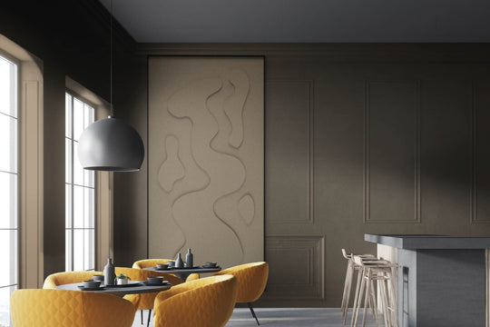 akoestisch schilderij | akoestisch kunstwerk | zand | 3D | Steam | Pet vilt | staand | rechthoekig | keuken