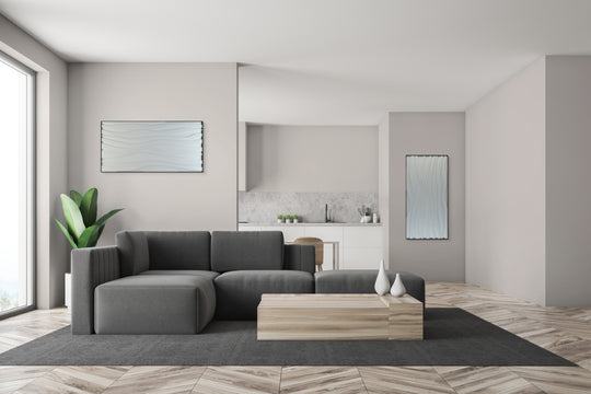 akoestisch schilderij | akoestisch kunstwerk | gebroken wit | 3D | Zebra | Pet vilt | twee | twin | liggend | staand | rechthoekig | moderne woonkamer