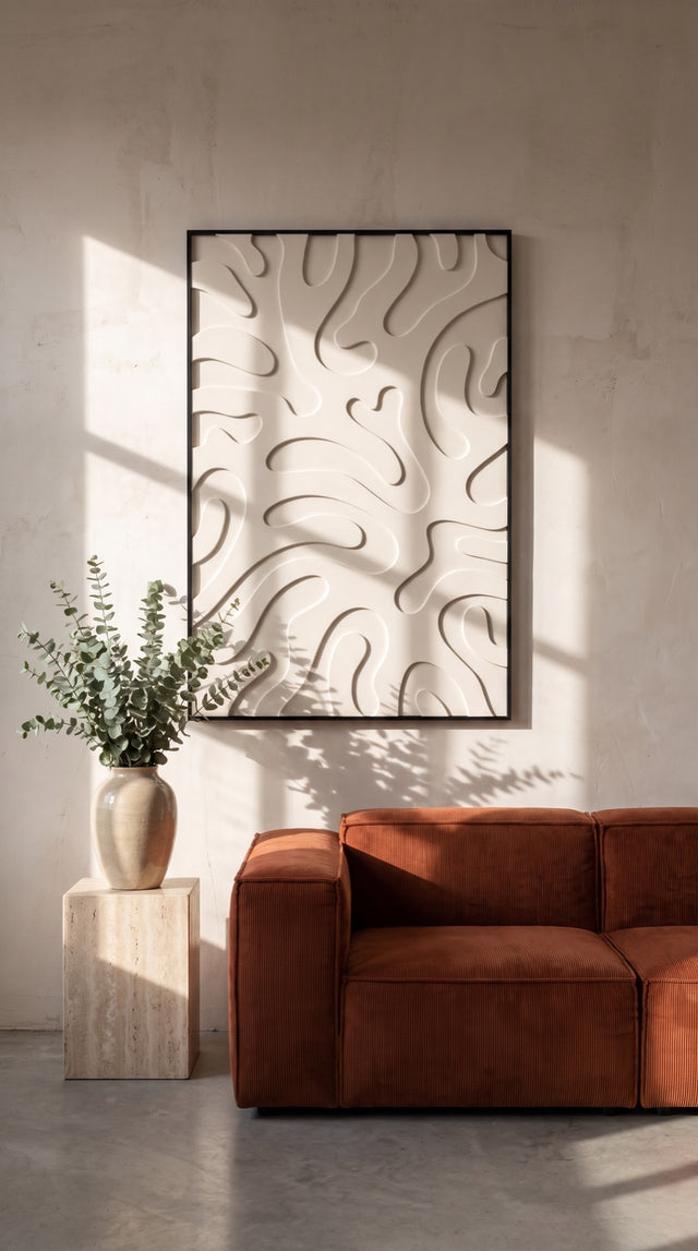 Petterns akoestisch kunstwerk | Plants in de kleur gebroken wit