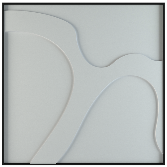 akoestisch schilderij | akoestisch kunstwerk | gebroken wit | 3D | Cow | Pet vilt | vierkant | productfoto