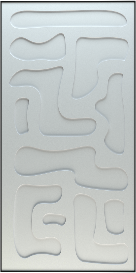 akoestisch schilderij | akoestisch kunstwerk | gebroken wit | 3D | Hieroglyph | Pet vilt | staand | productfoto