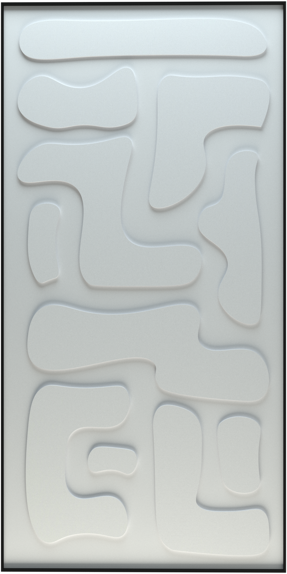 akoestisch schilderij | akoestisch kunstwerk | gebroken wit | 3D | Hieroglyph | Pet vilt | staand | productfoto