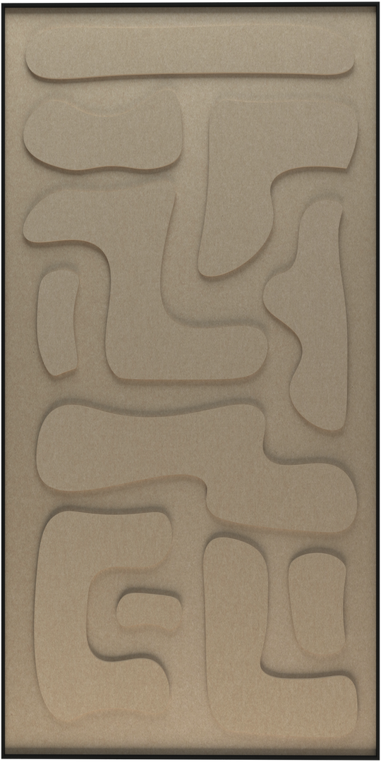 akoestisch schilderij | akoestisch kunstwerk | zand | 3D | Hieroglyph | Pet vilt | staand | productfoto