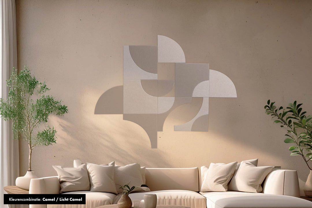 Katie Nine akoestische wandtegels – camel/light camel design, alternatief voor akoestische wandpanelen