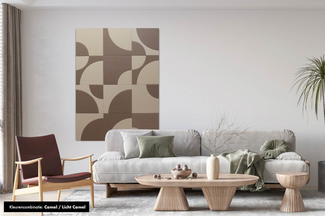 Katie Twelve akoestische wandtegels Camel/Licht Camel – stijlvol alternatief voor akoestische wandpanelen