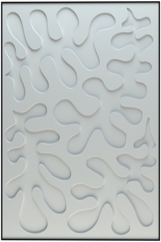 akoestisch schilderij | akoestisch kunstwerk | gebroken wit | 3D | Leaves | Pet vilt | staand | rechthoekig | productfoto