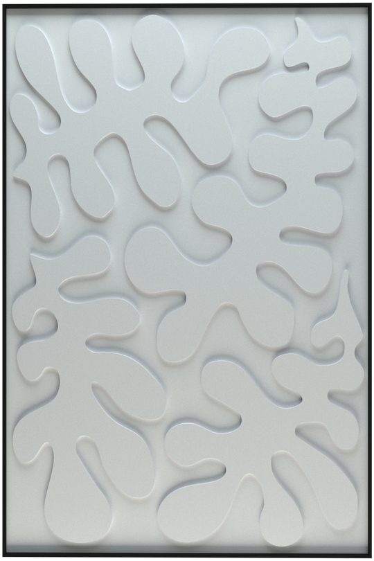 akoestisch schilderij | akoestisch kunstwerk | gebroken wit | 3D | Leaves | Pet vilt | staand | rechthoekig | productfoto