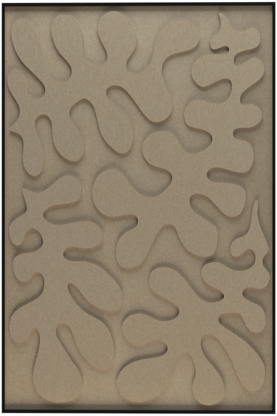 akoestisch schilderij | akoestisch kunstwerk | zand | 3D | Leaves | Pet vilt | staand | rechthoekig | productfoto