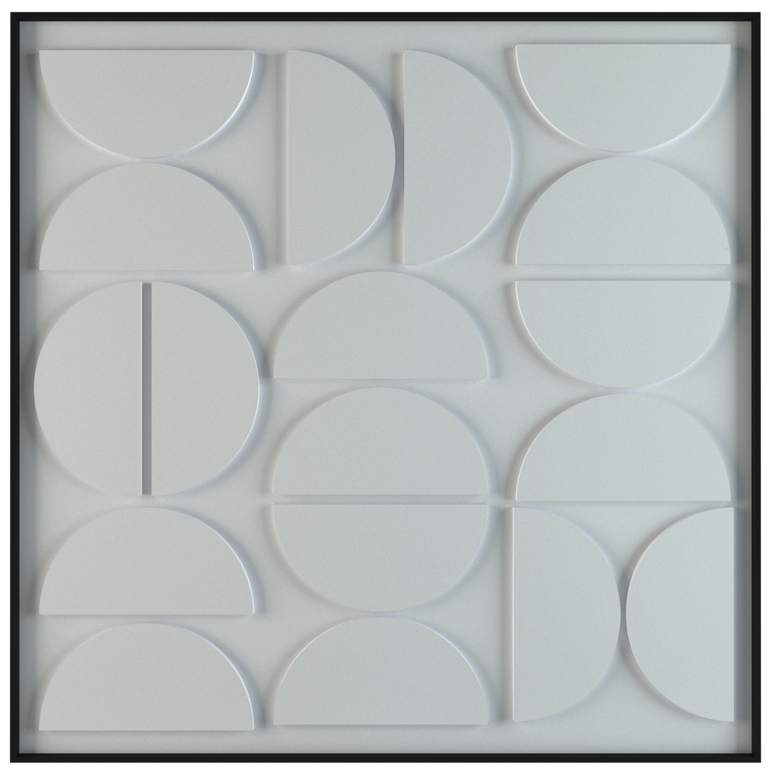 akoestisch schilderij | akoestisch kunstwerk | gebroken wit | 3D | Moonie | Pet vilt | vierkant | productfoto