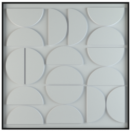 akoestisch schilderij | akoestisch kunstwerk | gebroken wit | 3D | Moonie | Pet vilt | vierkant | productfoto