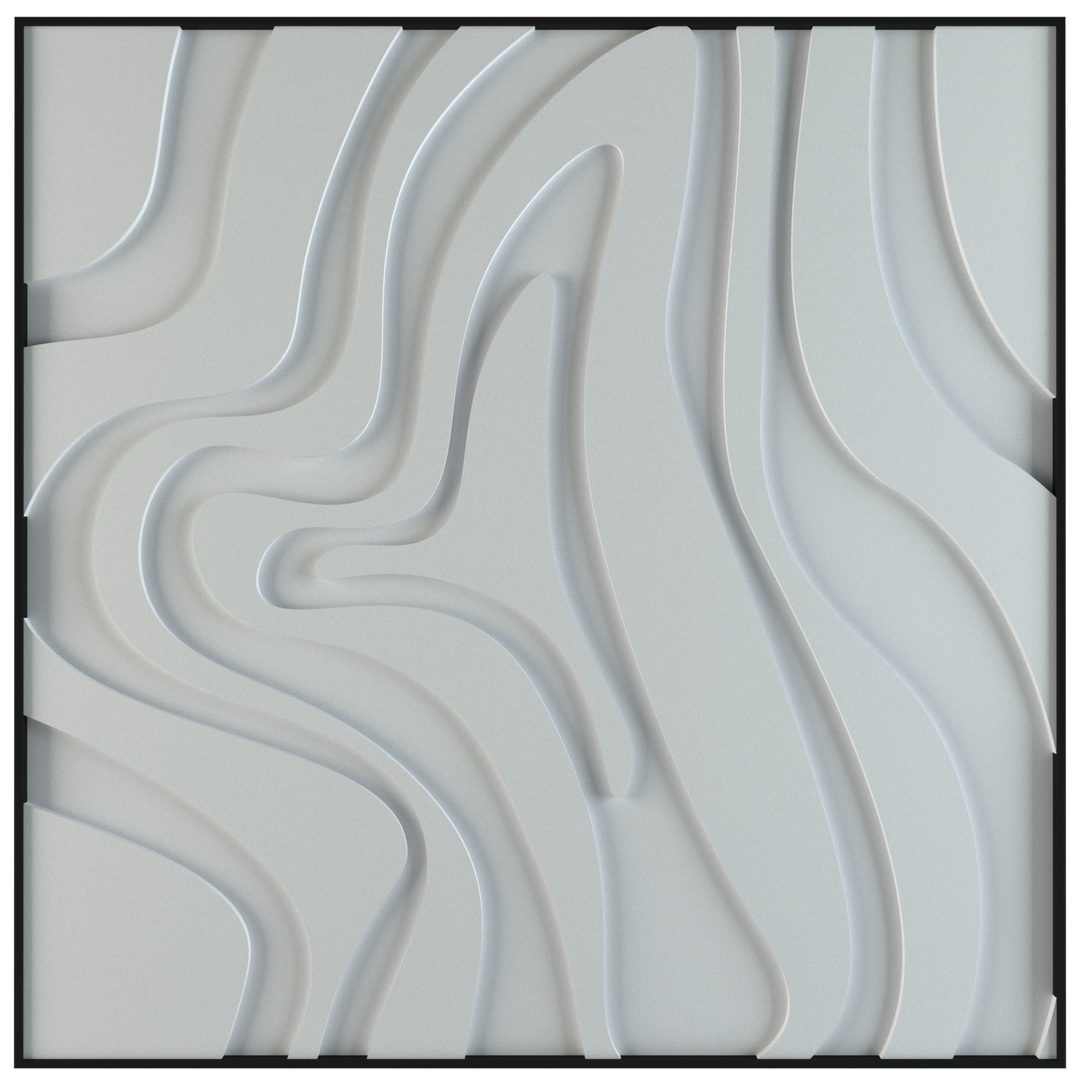 akoestisch schilderij | akoestisch kunstwerk | gebroken wit | 3D | Spinning | Pet vilt | vierkant | productfoto