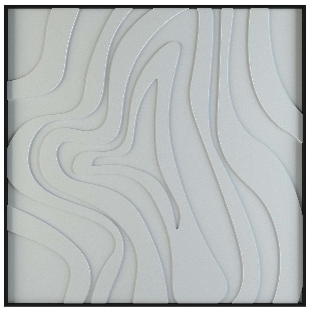 akoestisch schilderij | akoestisch kunstwerk | gebroken wit | 3D | Spinning | Pet vilt | vierkant | productfoto