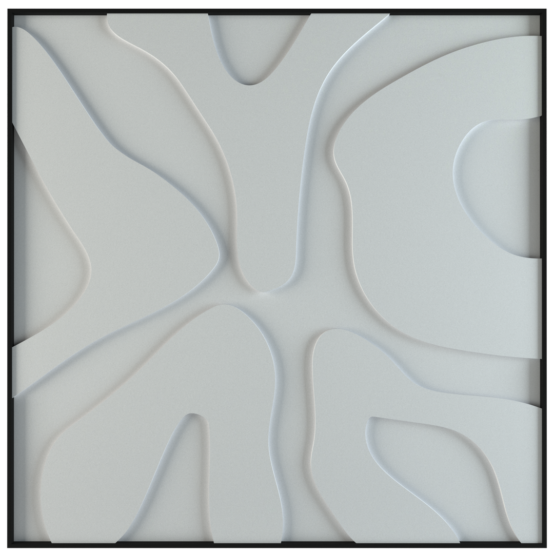 akoestisch schilderij | akoestisch kunstwerk | gebroken wit | 3D | Splash | Pet vilt | vierkant | productfoto