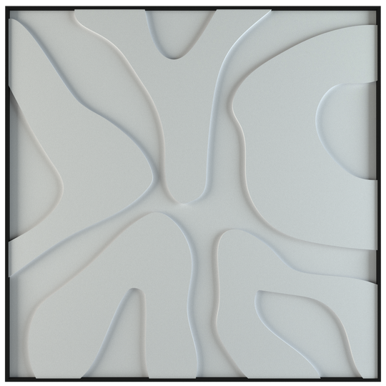 akoestisch schilderij | akoestisch kunstwerk | gebroken wit | 3D | Splash | Pet vilt | vierkant | productfoto