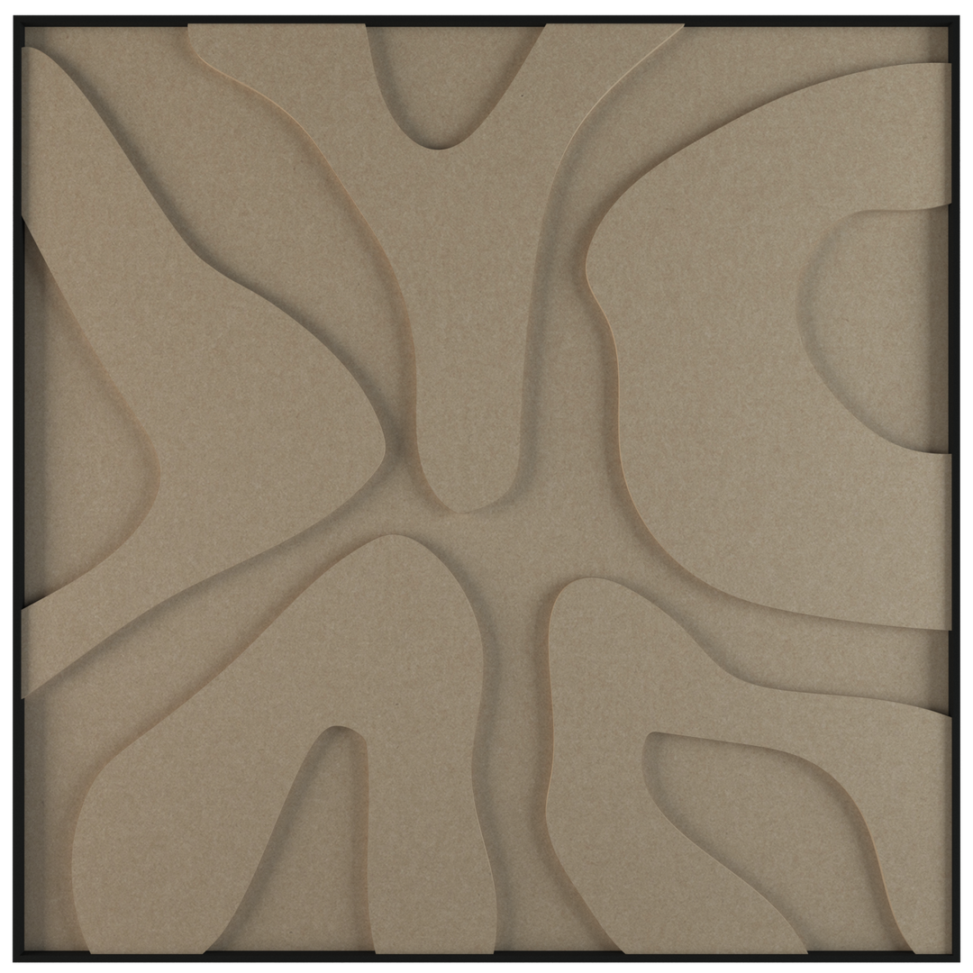 akoestisch schilderij | akoestisch kunstwerk | zand | 3D | Splash | Pet vilt | vierkant | productfoto