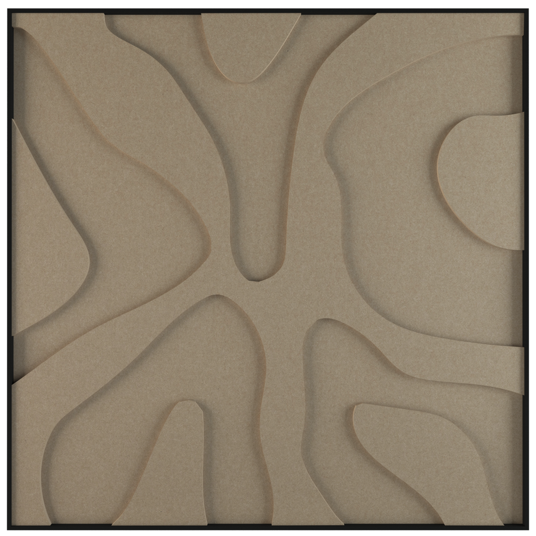 akoestisch schilderij | akoestisch kunstwerk | zand | 3D | Splash | Pet vilt | vierkant | productfoto