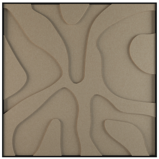 akoestisch schilderij | akoestisch kunstwerk | zand | 3D | Splash | Pet vilt | vierkant | productfoto