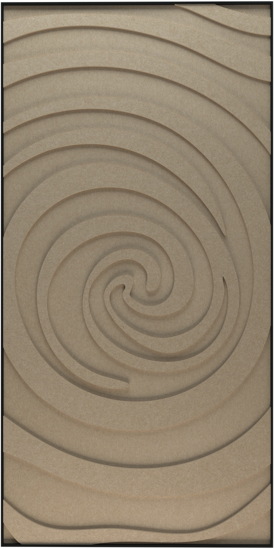 akoestisch schilderij | akoestisch kunstwerk | zand | 3D | Swirl | Pet vilt | staand | rechthoekig | productfoto