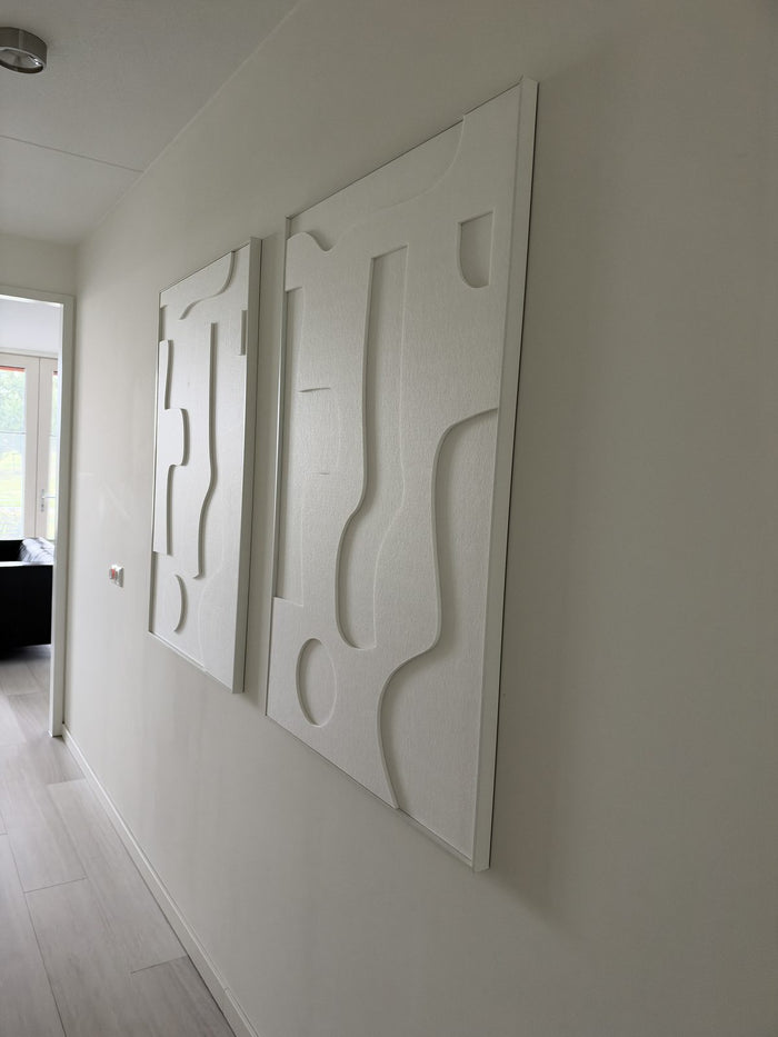 Akoestisch kunstwerk | Twin Liv | Gebroken wit | Witte lijst | foto 2 van 6