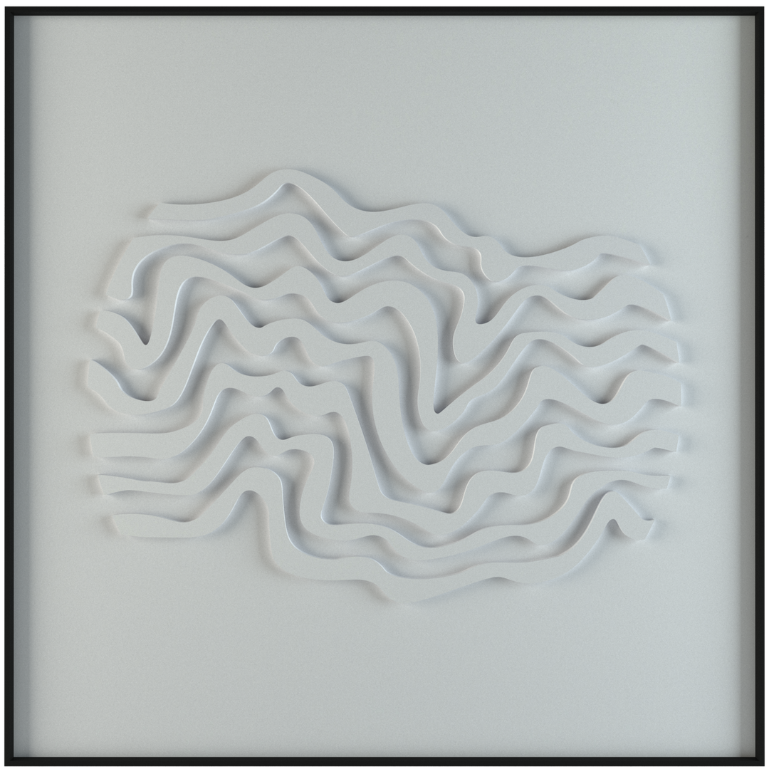akoestisch schilderij | akoestisch kunstwerk | gebroken wit | 3D | Wave | Pet vilt | vierkant | productfoto