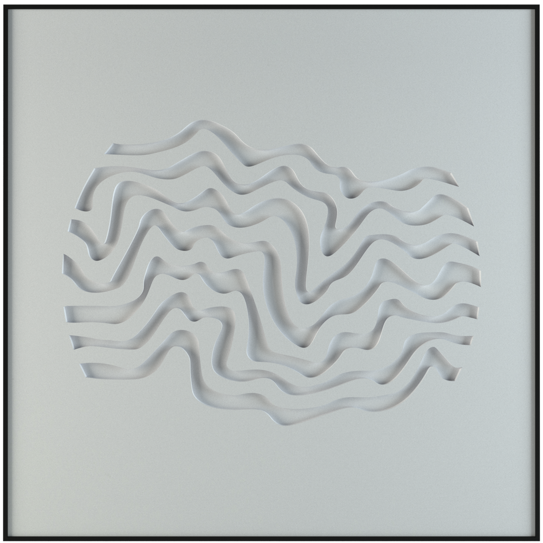 akoestisch schilderij | akoestisch kunstwerk | gebroken wit | 3D | Wave | Pet vilt | vierkant | productfoto