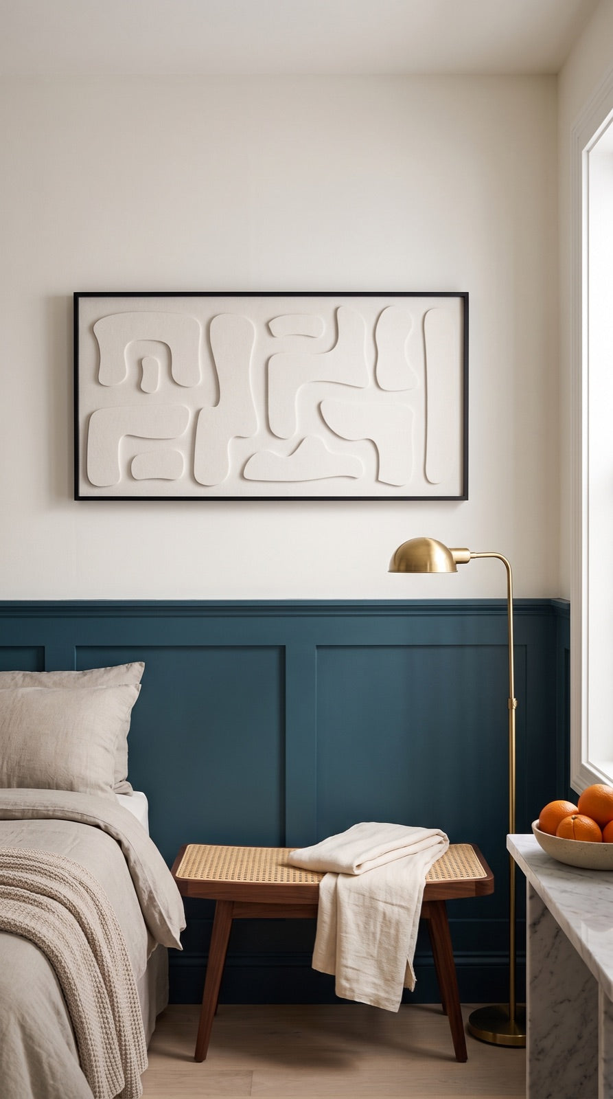 Petterns akoestisch kunstwerk | Hieroglyph in de kleur gebroken wit