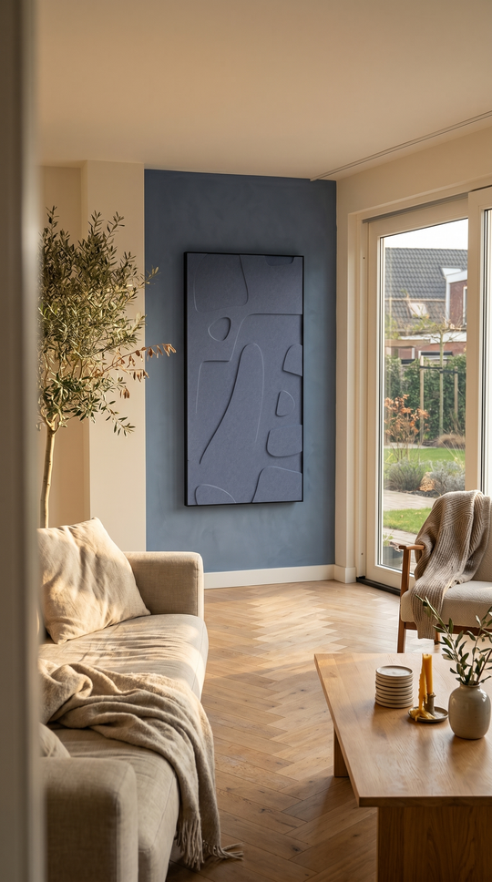 Petterns akoestisch kunstwerk | Bone in de kleur staal blauw