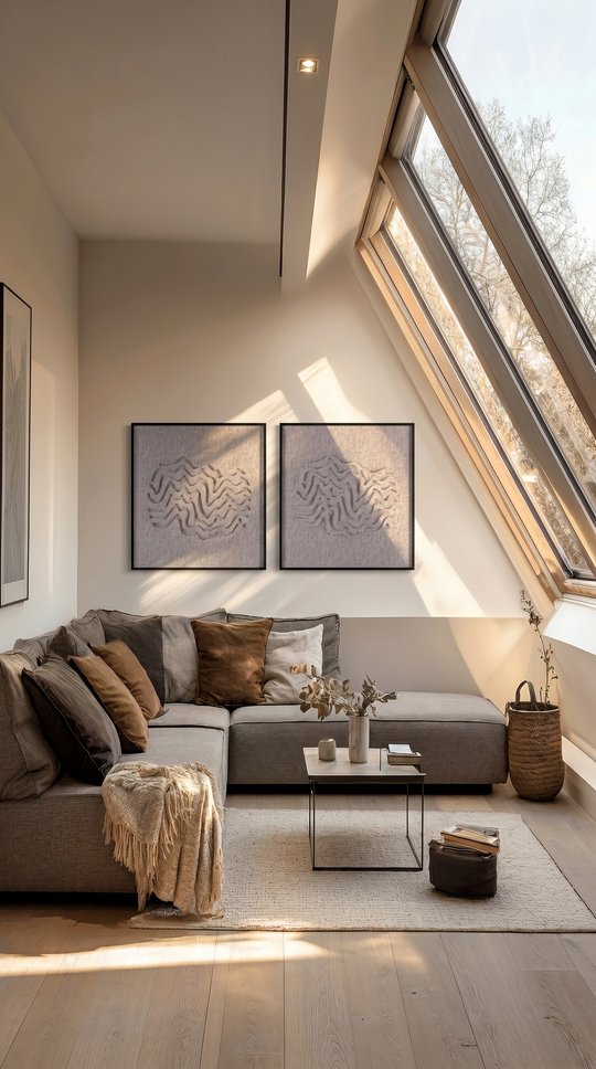 Petterns akoestisch kunstwerk | Wave in de kleur beton grijs (Twin)