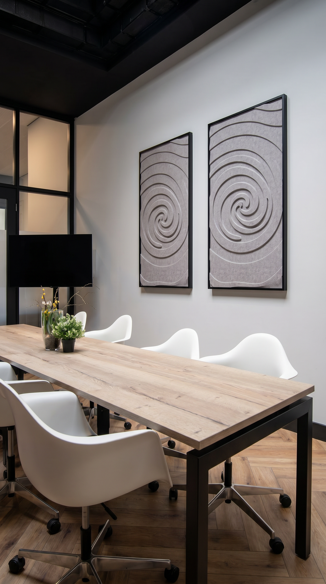 Petterns akoestisch kunstwerk | Swirl in de kleur beton grijs, Swirl in de kleur marmer