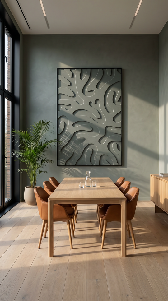 Petterns akoestisch kunstwerk | Plants in de kleur eucalyptus