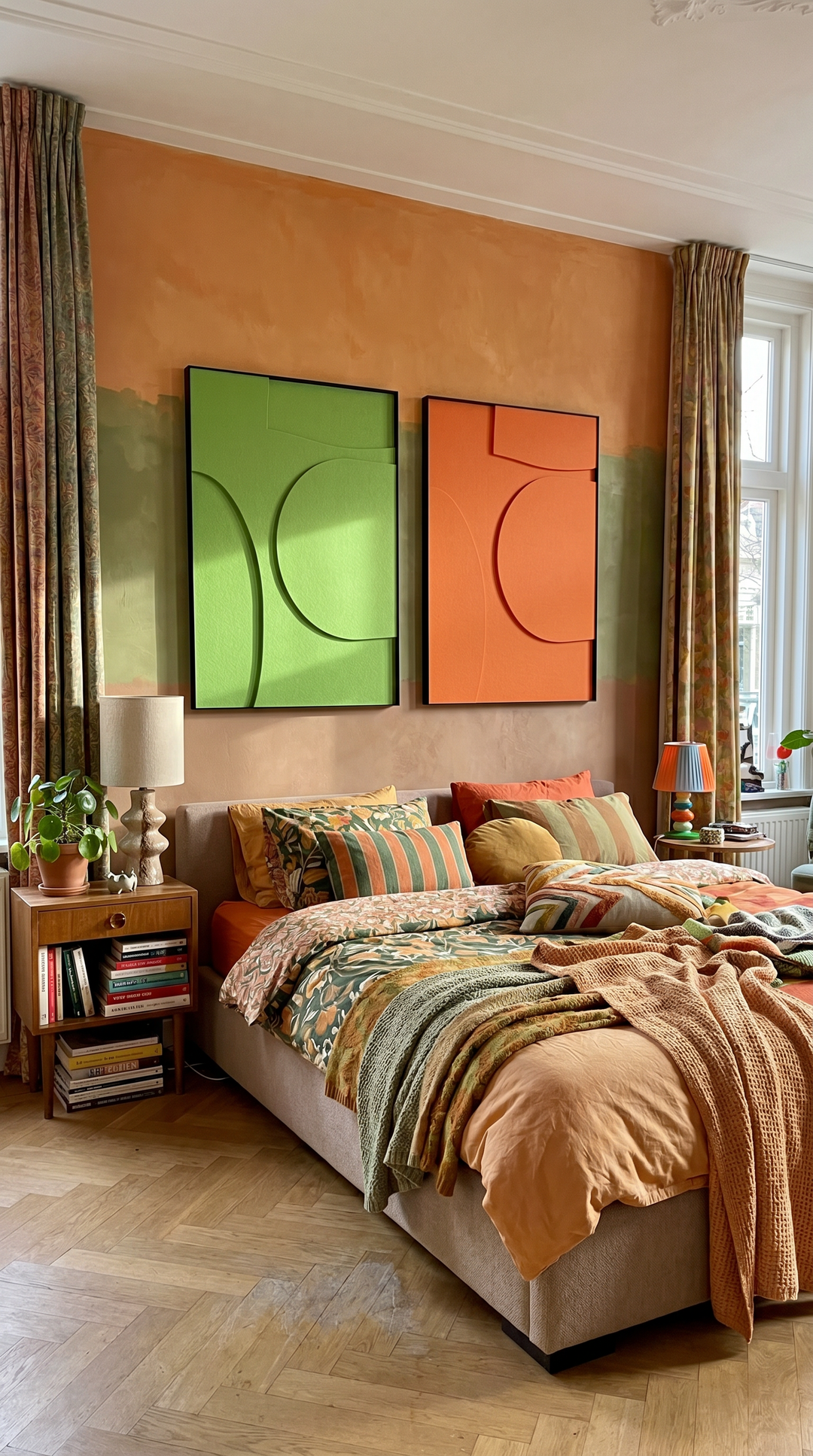 Petterns akoestisch kunstwerk | Organic in de kleur apple green en orange