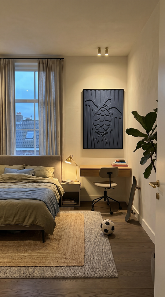 Petterns akoestisch kunstwerk | Schildpad in de kleur staal blauw