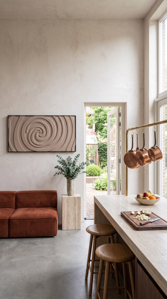 Petterns akoestisch kunstwerk | Swirl in de kleur zand
