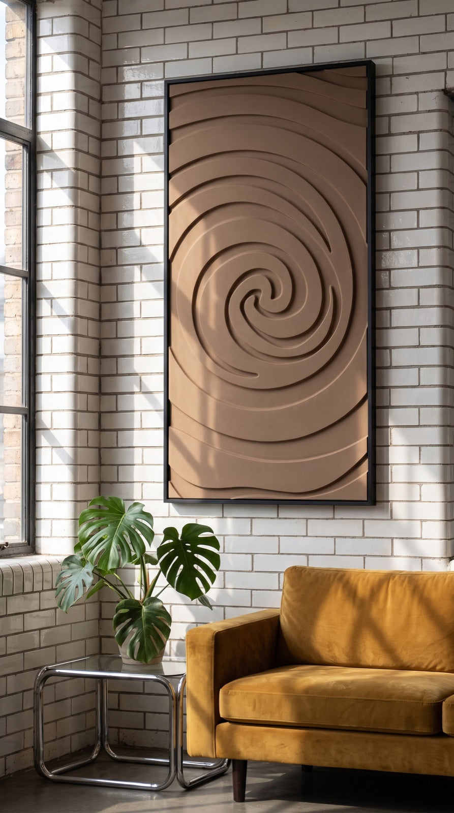 Petterns akoestisch kunstwerk | Swirl in de kleur Dark Camel