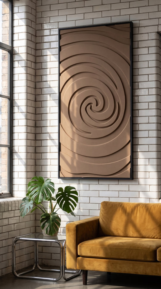 Petterns akoestisch kunstwerk | Swirl in de kleur Dark Camel