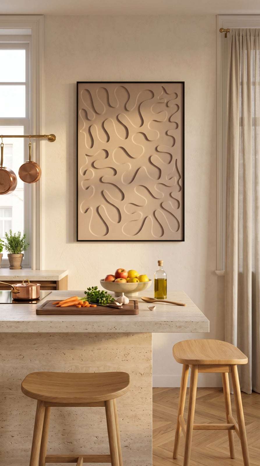 Petterns akoestisch kunstwerk | Leaves in de kleur zand