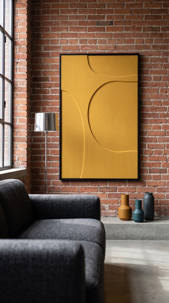 Petterns akoestisch kunstwerk | Organic in de kleur mosterd