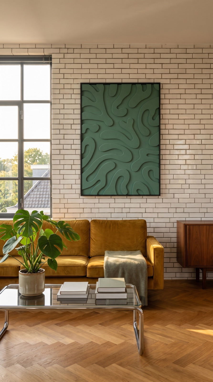 Petterns akoestisch kunstwerk | Plants in de kleur gebroken wit