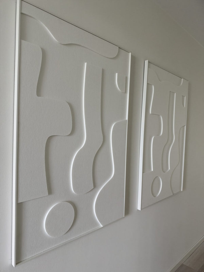 Akoestisch kunstwerk | Twin Liv | Gebroken wit | Witte lijst | foto 1 van 6